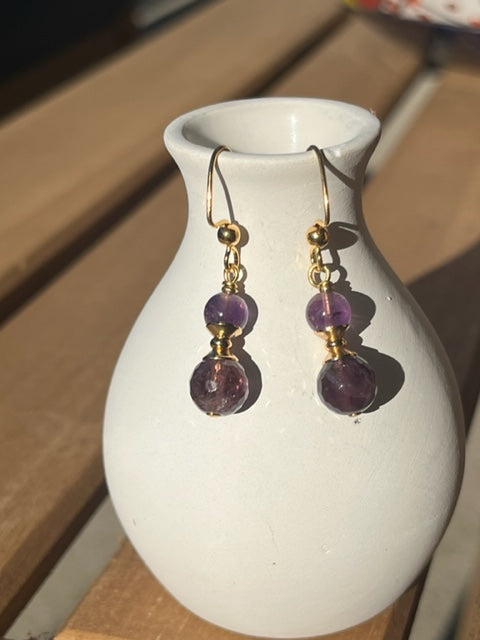 Double Amethyst Earrings