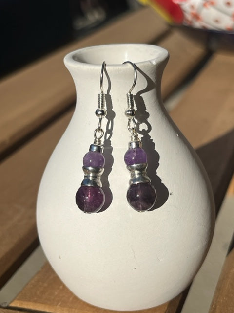 Double Amethyst Earrings