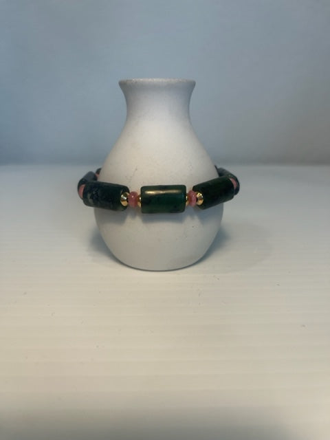 Green Moss and Pink Bracelet