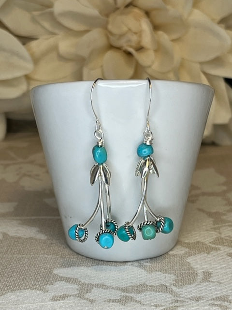 Turquoise Fuschia Earrings