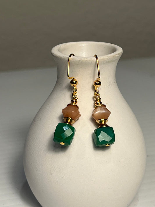 Peach and Green Earrings