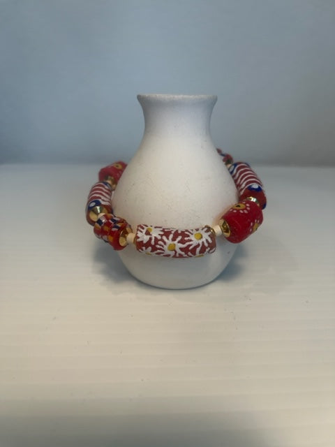 Red Ghanian Bead Bracelet