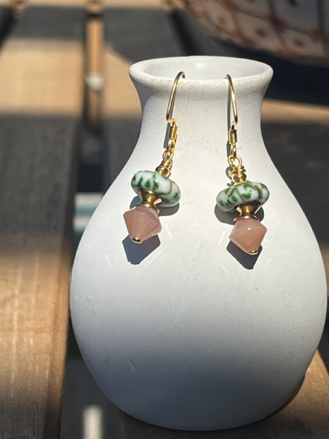 Green Peach Earrings