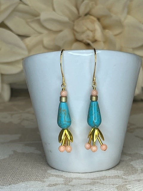 Turquoise Tulip Earrings